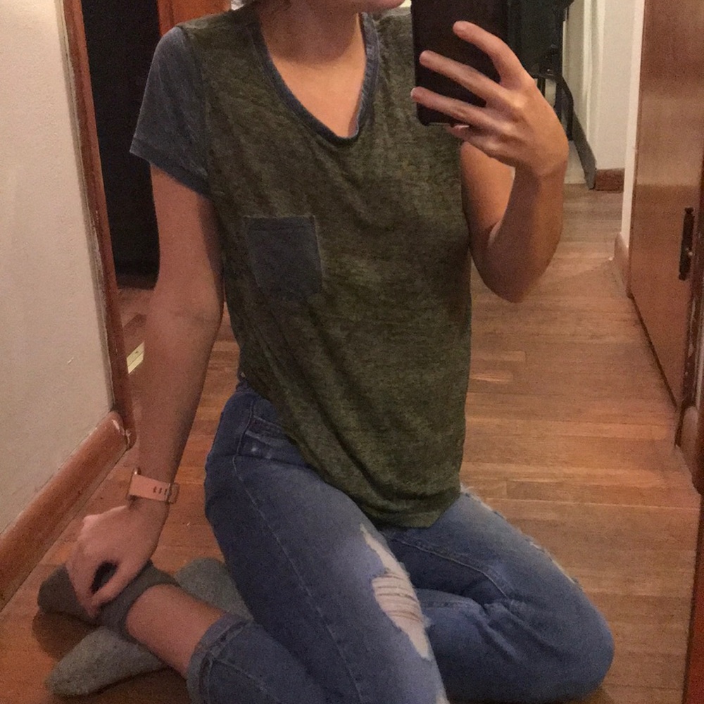 An army green & navy blue tee from American Eagle